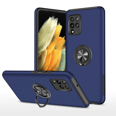 Samsung Galaxy A42 5G Compatible Case Cover With Shockproof And Magnetic Ring Holder - Navy